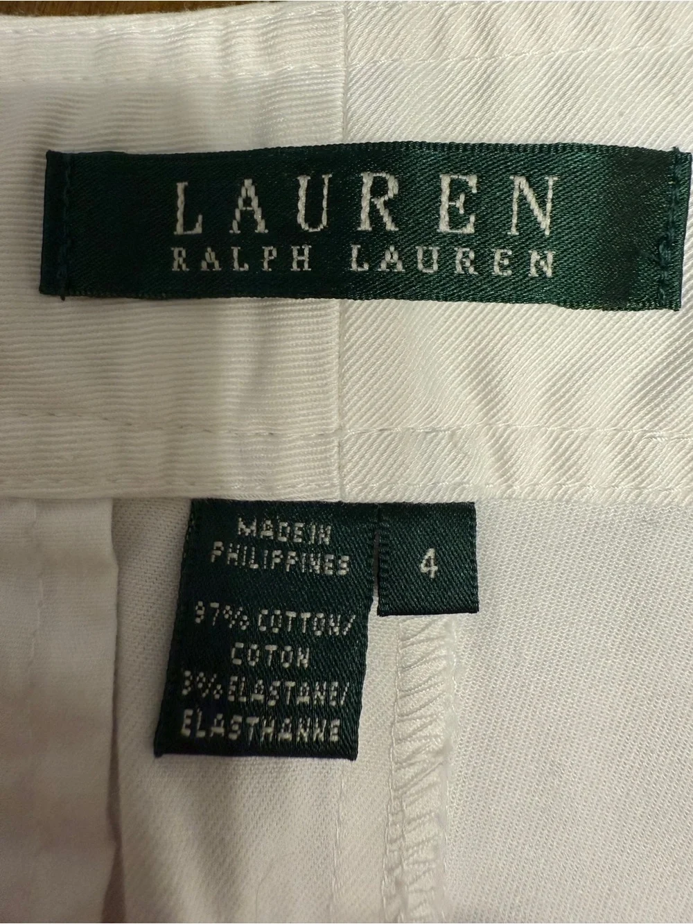 Ralph Lauren off-White 13”  Shorts 97% Cotton 3% Elastin